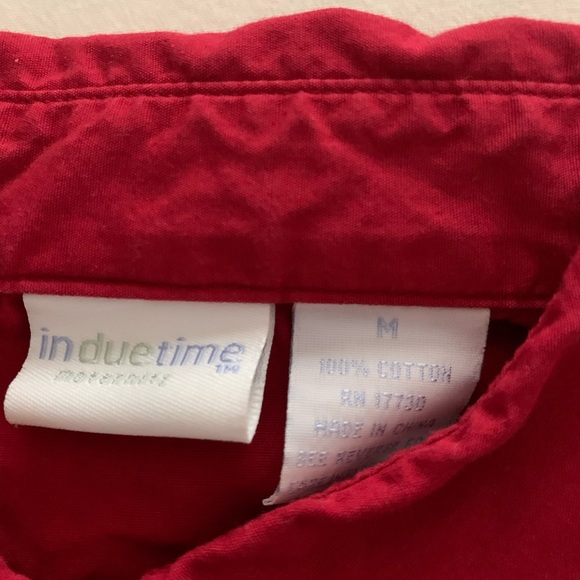 Maternity cute red button down shirt with bow! - Picture 3 of 4